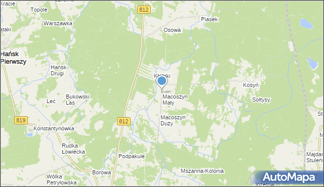 mapa Macoszyn Mały, Macoszyn Mały na mapie Targeo